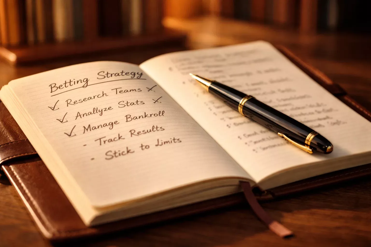 Succesvolle wedstrategie met notitieblok en pen