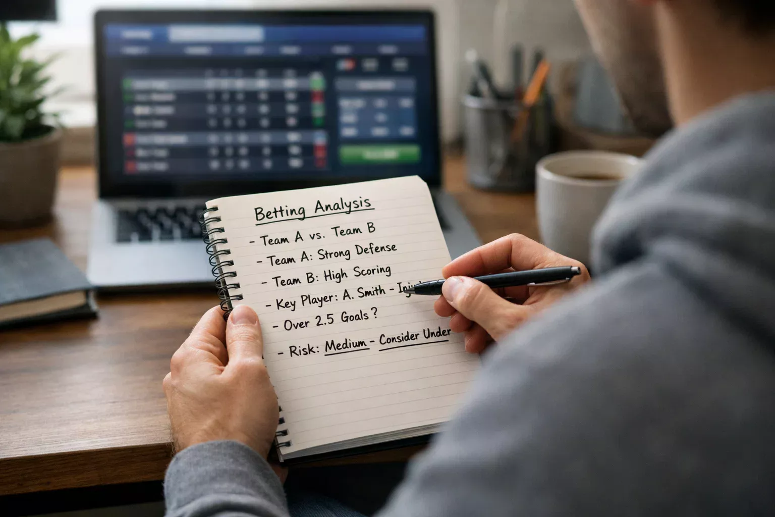 Wedder analyseert sportwedstrijden op laptop