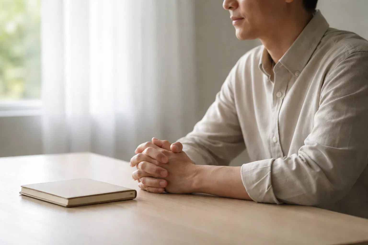 Gefocuste persoon neemt rustige beslissing