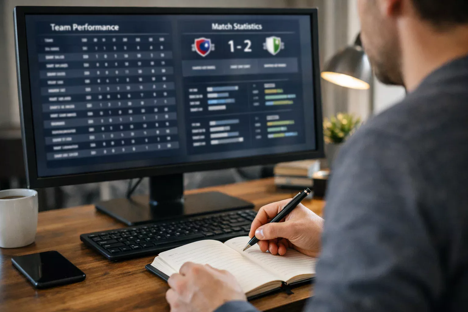 Wedder analyseert statistieken op computerscherm