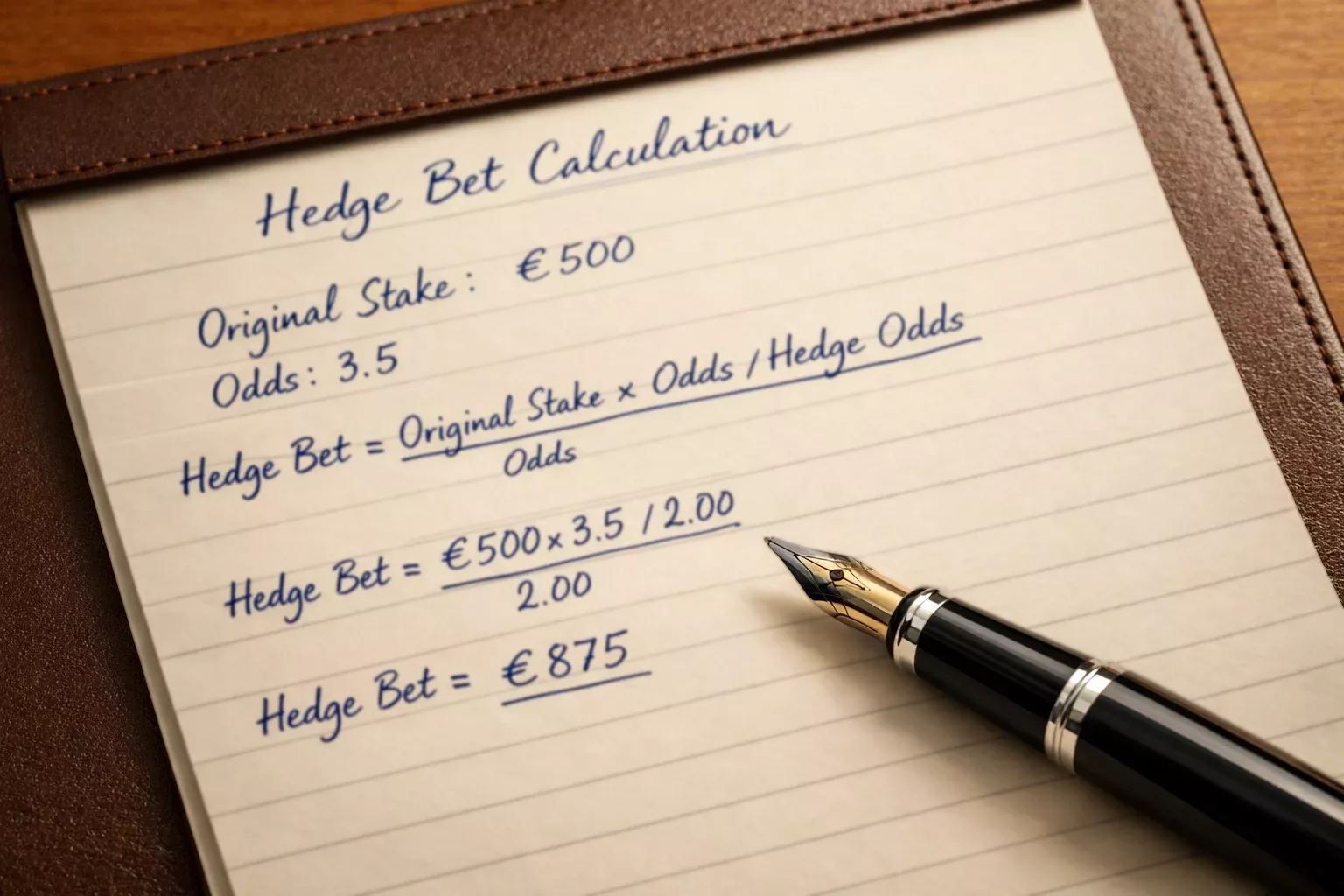 Handgeschreven berekening op notitiepapier