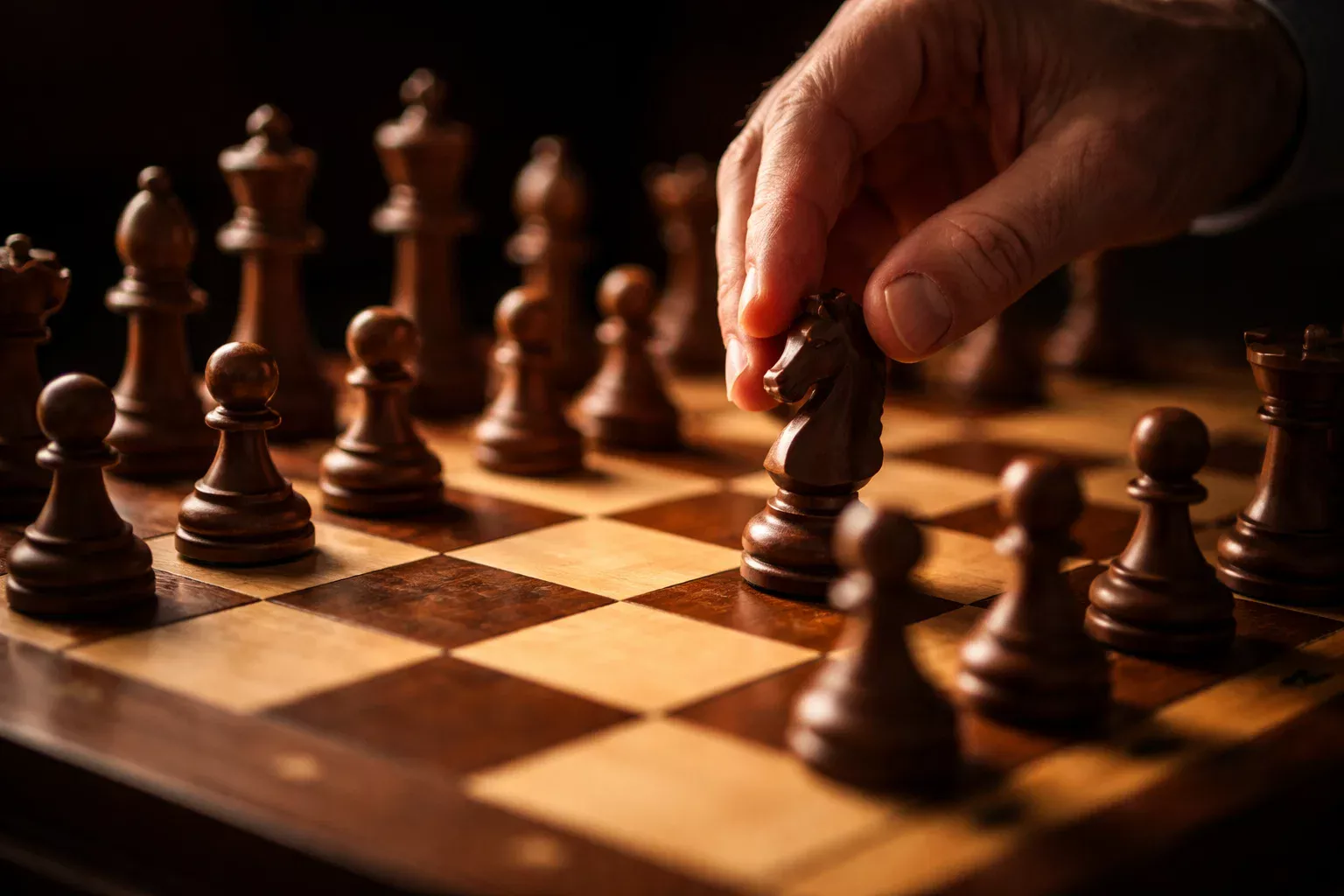 Doordachte beslissing met schaakstukken metafoor